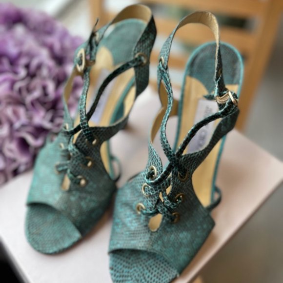 Jimmy Choo Lizard Open Toe Sz 39.5 Shoe - Picture 4 of 9